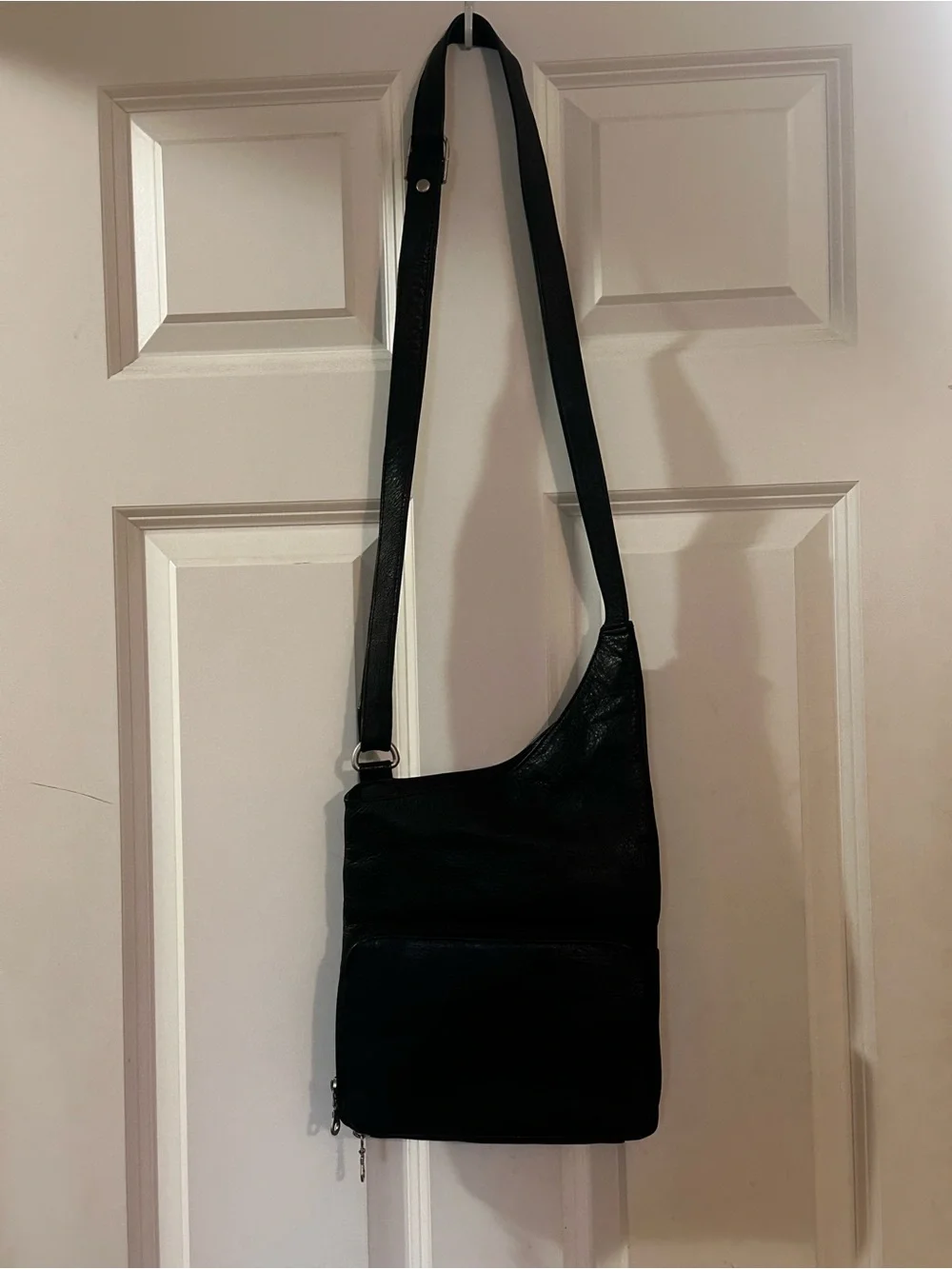Paul & Taylor Black Leather Crossbody Shoulder Bag - Men os